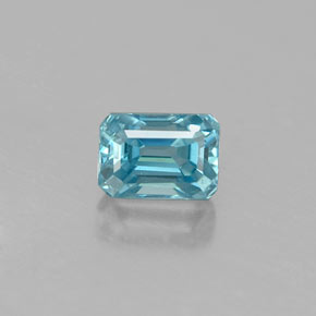 Zircon bleue naturelle taille émeraude, 0,67 ct, VS