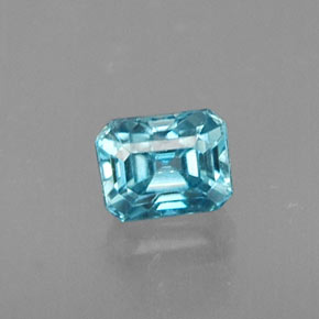 Zircon bleu naturelle taille émeraude, 0,40 ct, VS