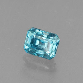 Zircon bleu naturelle taille émeraude, 0,40 ct, VS