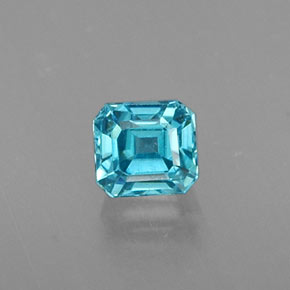 Zircon bleue naturelle taille émeraude, 0,56 ct, VVS-VS
