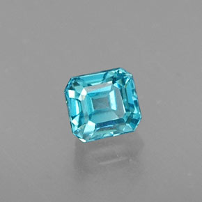 Zircon bleue naturelle taille émeraude, 0,56 ct, VVS-VS