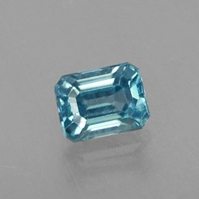 Zircon bleue naturelle taille émeraude, 0,41 ct, VVS-VS