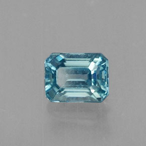 Zircon bleue naturelle taille émeraude, 0,41 ct, VVS-VS