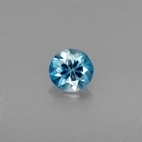 Zircon bleue naturelle coupe roude, 0,49 ct, VVS-VS