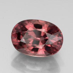 Zircon rose naturelle coupe ovale, 4,93 ct, IF