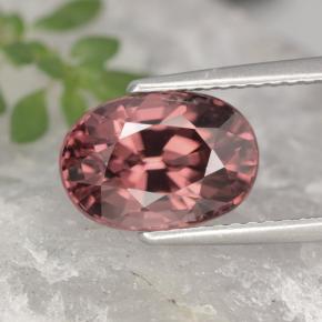 Zircon rose naturelle coupe ovale, 4,09 ct, VVS