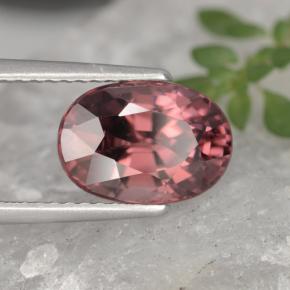 Zircon rose naturelle coupe ovale, 4,09 ct, VVS