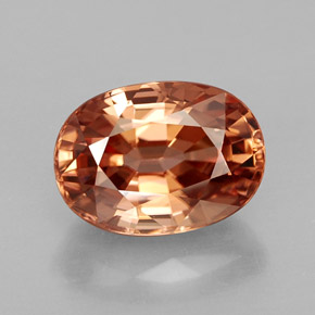 Zircon orange naturelle coupe ovale, 4,08 ct, IF