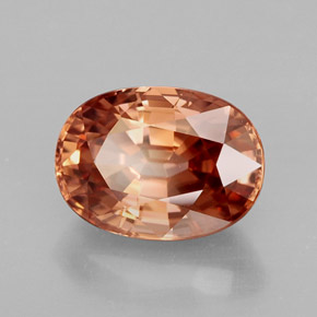 Zircon orange naturelle coupe ovale, 4,08 ct, IF