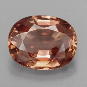 Zircon orange naturelle coupe ovale, 2,81 ct, IF