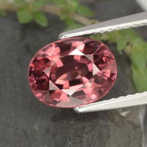 Zircon rouge naturelle coupe ovale, 3,58 ct, VVS