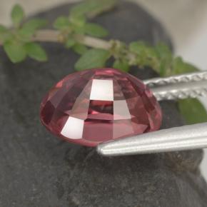 Zircon rouge naturelle coupe ovale, 3,58 ct, VVS