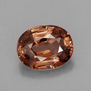 Zircon orange naturelle coupe ovale, 2,95 ct, IF