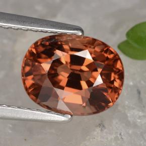 Zircon orange naturelle coupe ovale, 3,54 ct, VS
