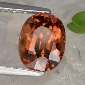Zircon orange naturelle coupe ovale, 3,54 ct, VS