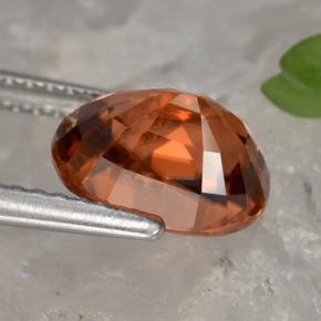 Zircon orange naturelle coupe ovale, 3,54 ct, VS