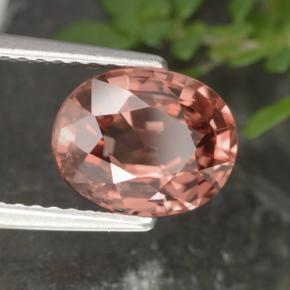 Zircon rose naturelle coupe ovale, 2,93 ct, VVS-VS