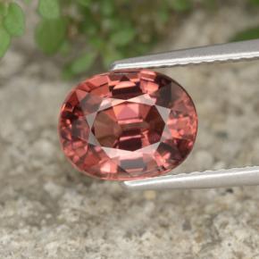 Zircon rose naturelle coupe ovale, 3,31 ct, VVS