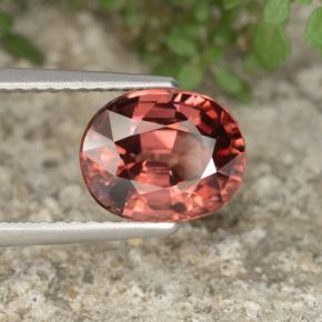 Zircon rose naturelle coupe ovale, 3,31 ct, VVS