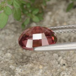 Zircon rose naturelle coupe ovale, 3,31 ct, VVS