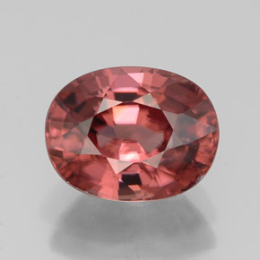Zircon rose naturelle coupe ovale, 3,39 ct, IF