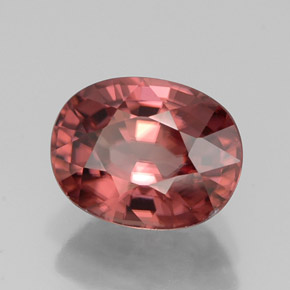 Zircon rose naturelle coupe ovale, 3,39 ct, IF