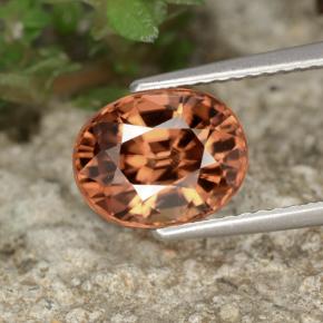 Zircon rose naturelle coupe ovale, 3,69 ct, VVS