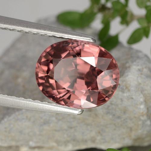 Zircon rose naturelle coupe ovale, 3,46 ct, VVS