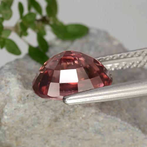 Zircon rose naturelle coupe ovale, 3,46 ct, VVS