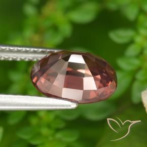 Zircon Rouge foncé naturelle ovale, 2.89 ct, VVS
