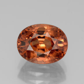 Zircon orange naturelle coupe ovale, 3,83 ct, VVS