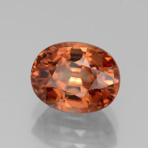 Zircon orange naturelle coupe ovale, 3,83 ct, VVS