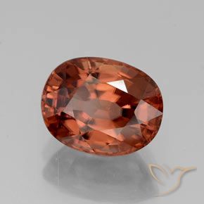 Zircon Rouge moyen naturelle ovale, 3.38 ct, VVS
