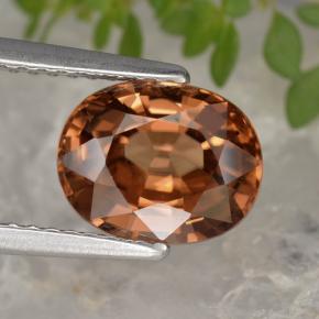Zircon rouge naturelle coupe ovale, 3,12 ct, VVS