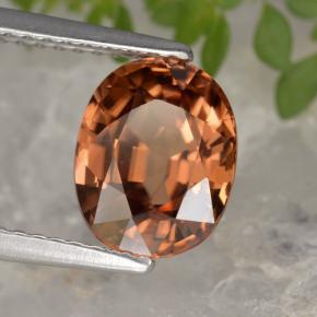 Zircon rouge naturelle coupe ovale, 3,12 ct, VVS