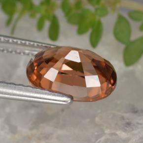 Zircon rouge naturelle coupe ovale, 3,12 ct, VVS