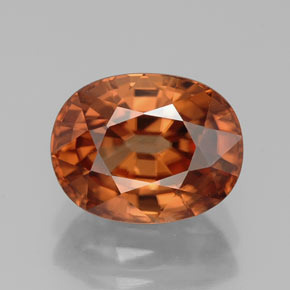 Zircon orange naturelle coupe ovale, 3,45 ct, VVS