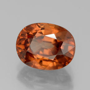 Zircon orange naturelle coupe ovale, 3,45 ct, VVS