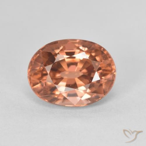 Zircon rose naturelle coupe ovale, 3,48 ct, VVS-VS