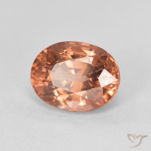 Zircon rose naturelle coupe ovale, 3,48 ct, VVS-VS