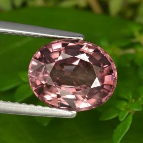 Zircon Rose rose naturelle Coupe ovale, 4.22 ct, VVS