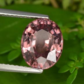 Zircon Rose rose naturelle Coupe ovale, 4.22 ct, VVS