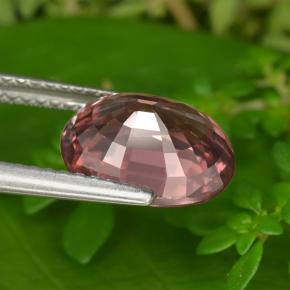 Zircon Rose rose naturelle Coupe ovale, 4.22 ct, VVS