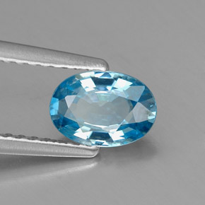 Zircon bleue naturelle coupe ovale, 1,04 ct, VVS