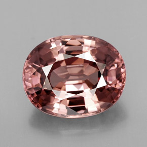 Zircon rose naturelle coupe ovale, 4,34 ct, IF