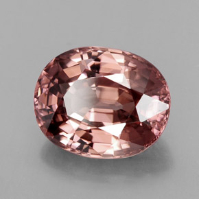 Zircon rose naturelle coupe ovale, 4,34 ct, IF