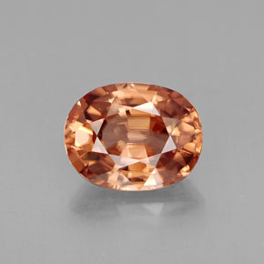 Zircon orange naturelle coupe ovale, 3,09 ct, VVS