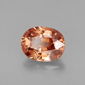 Zircon orange naturelle coupe ovale, 3,09 ct, VVS