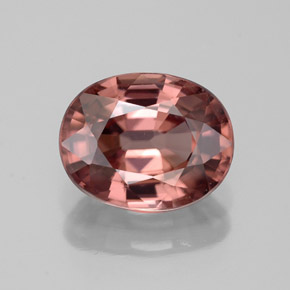 Zircon rose naturelle coupe ovale, 2,93 ct, IF