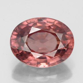 Zircon rose naturelle coupe ovale, 6,19 ct, VVS